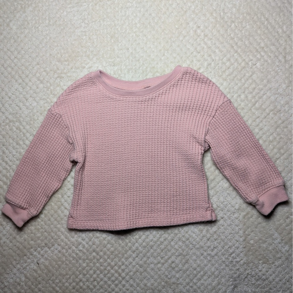 Baby GAP Waffle Knit Sweatshirt Pink Long Sleeve Toddler 3T